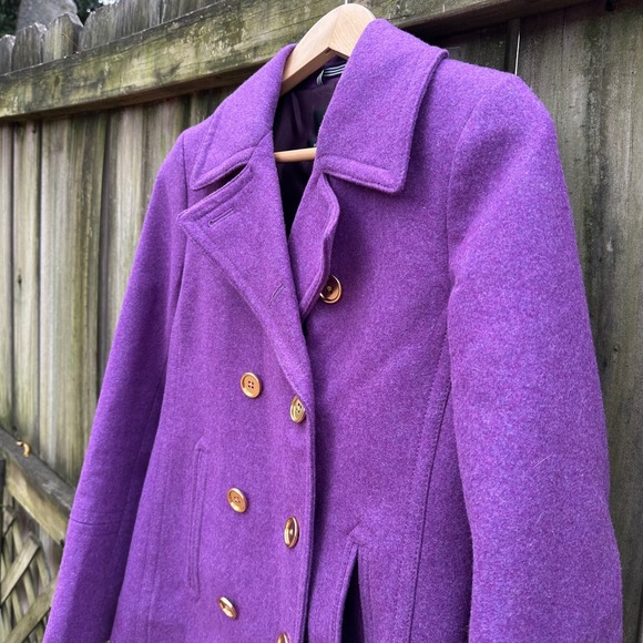 NWOT J Crew Wool Cashmere Double Breasted Majesty Peacoat Nello Gori Purple Sz 4 - Picture 4 of 10